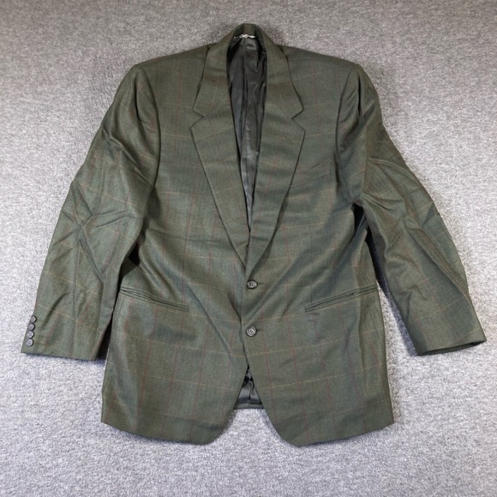 Vintage Canali Wool Jacket Mens 54R 44R Green Blazer Plaid Notched Classic‎ Ivy